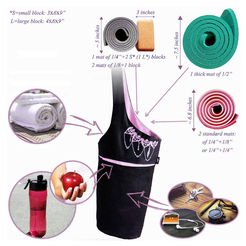 Zenifit Yoga Mat Bag â€“ Versatile Yoga Bag with Mat Straps & Storage Pockets, Holds Yoga & Pilates Mats, Lightweight & Durable, Black and Pink - Image 5